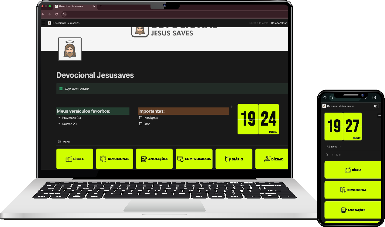 Devocional Jesusaves em computador e celular